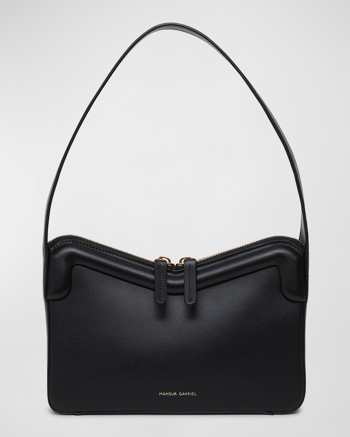 Mansur Gavriel Frame Zip Leather Shoulder Bag In Blackflamma