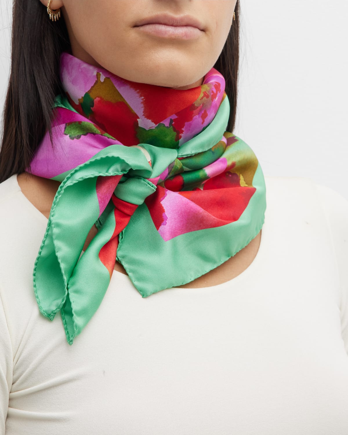 Max Mara Aloesj2 Floral Silk Square Scarf In Multicolour