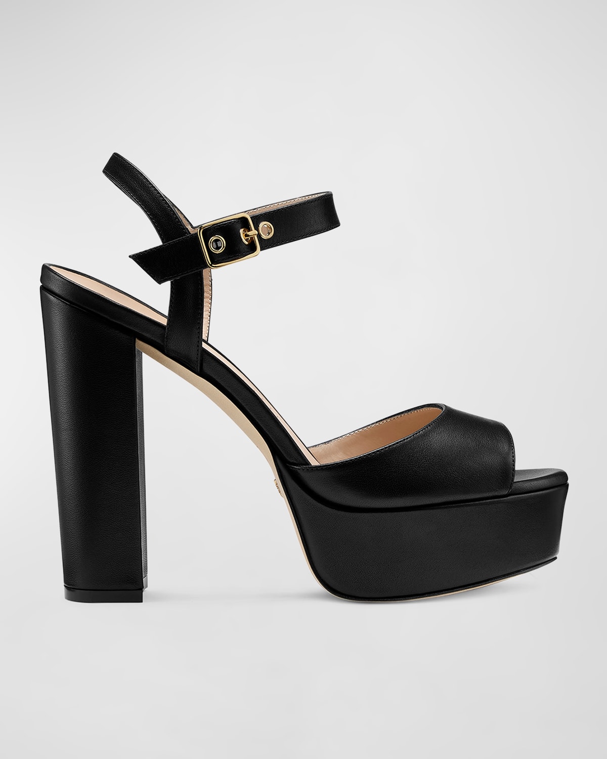 Shop Stuart Weitzman Ryder Ankle-buckle Platform Sandals In Black