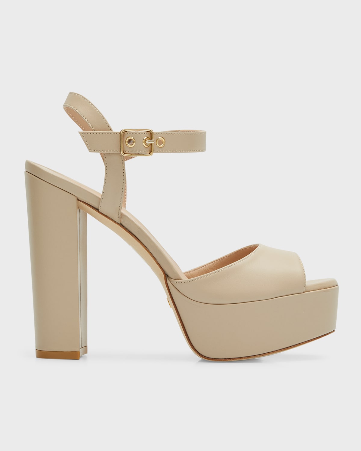 Shop Stuart Weitzman Ryder Ankle-buckle Platform Sandals In Dune