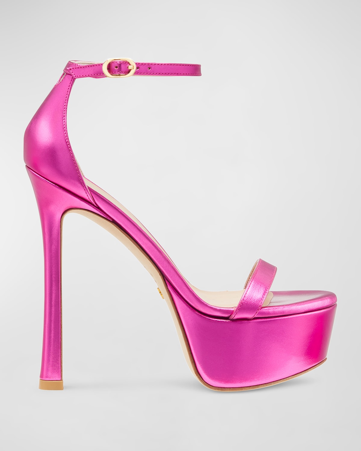 Stuart Weitzman Nudistcurve Hollywood Ankle-strap Platform Sandals In Azalea