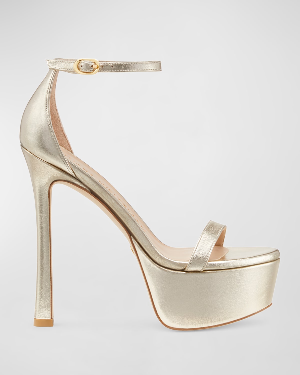 Stuart Weitzman Women's Nudistcurve Hollywood Ankle Strap Platform Sandals In Light Gold