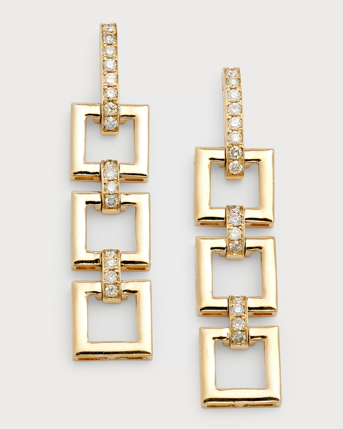 Siena Lasker 14k Yellow Gold 3-square Diamond Chain Earrings