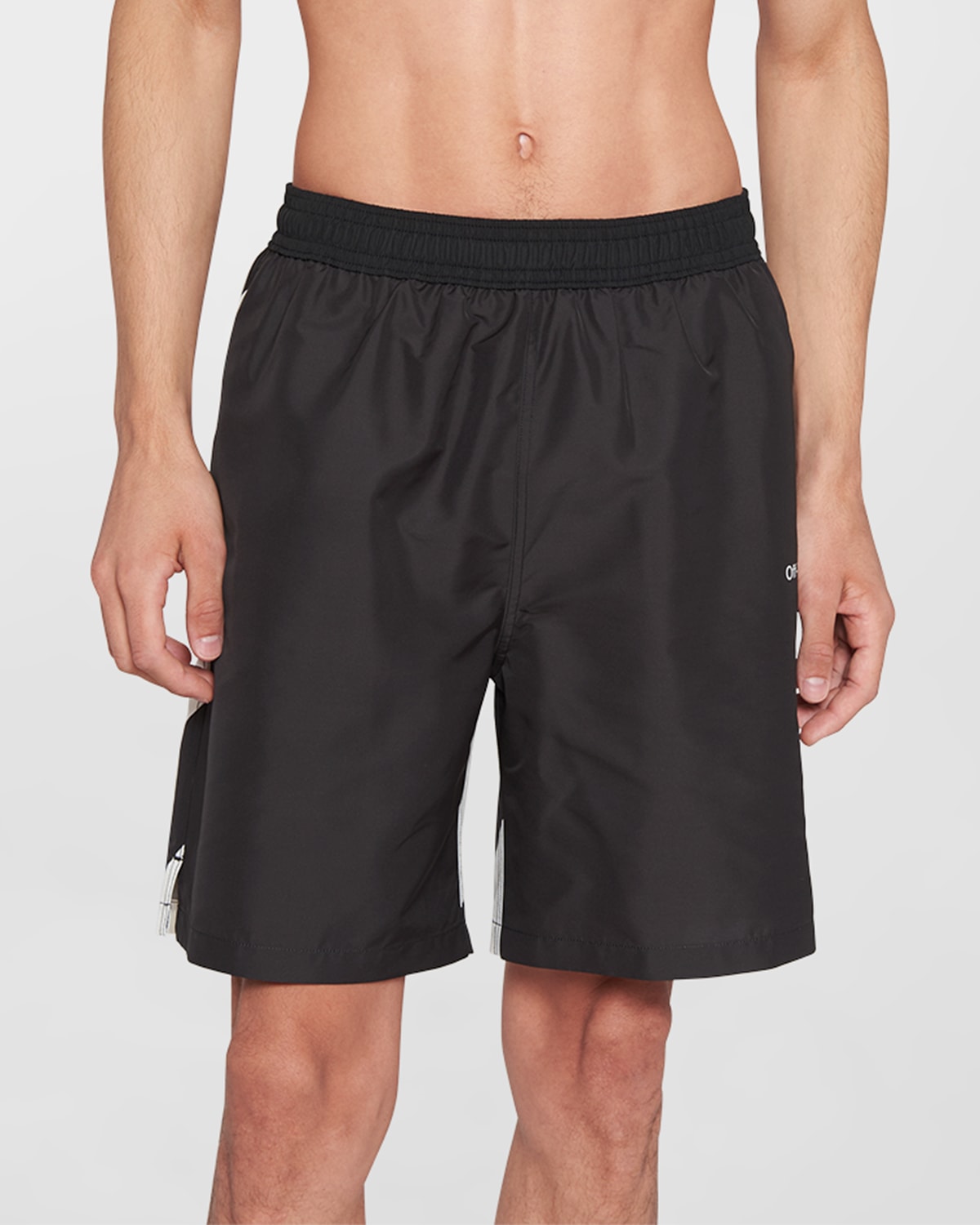 Off-white Scribble Diags-print Elasticated Swim Shorts In Black White