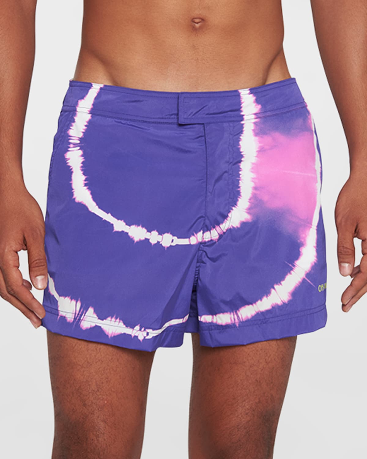 Off-white Tie-dye Printed Shorts In Purple Lime