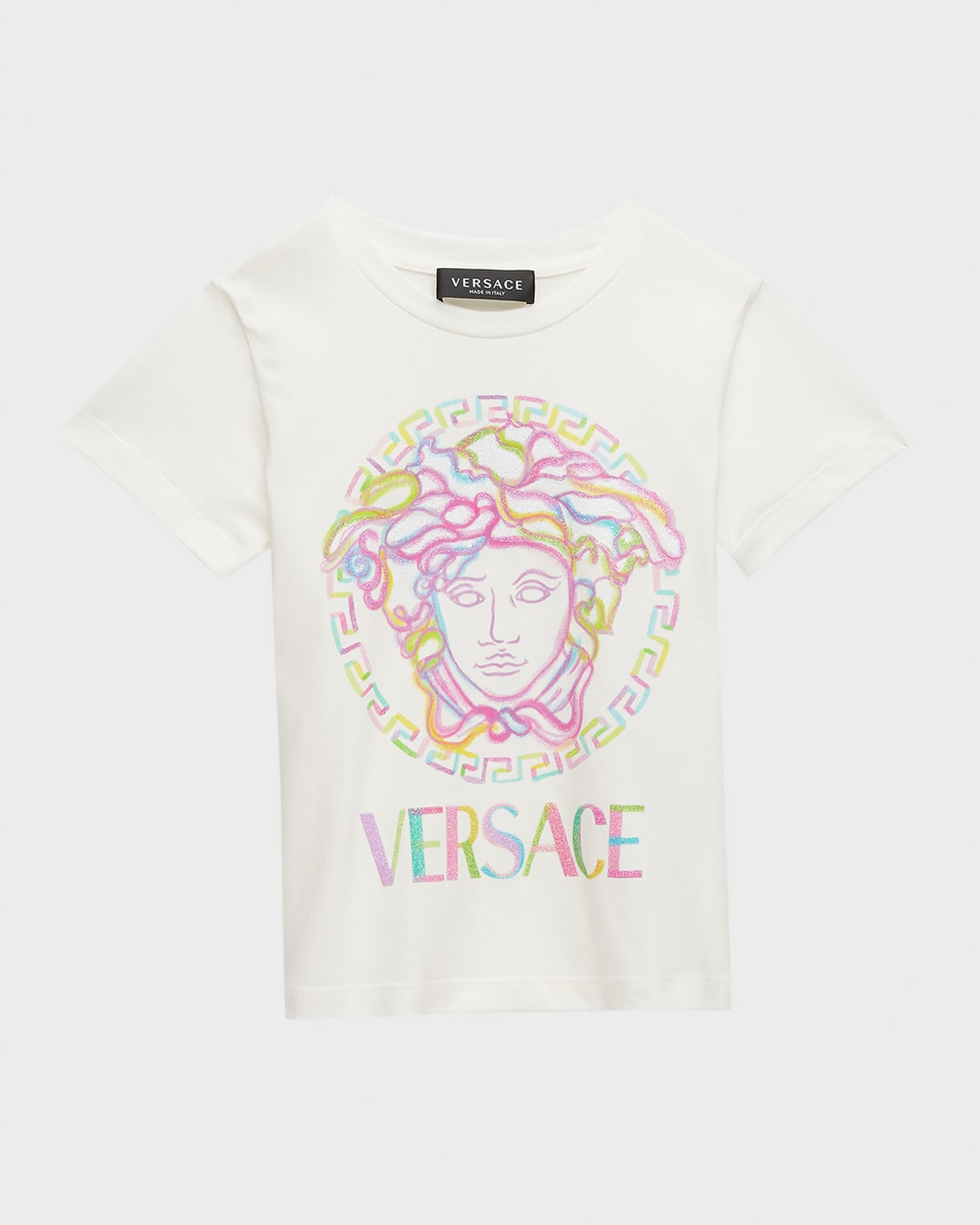 Versace Kids' Girls Ivory Glitter Medusa T-shirt