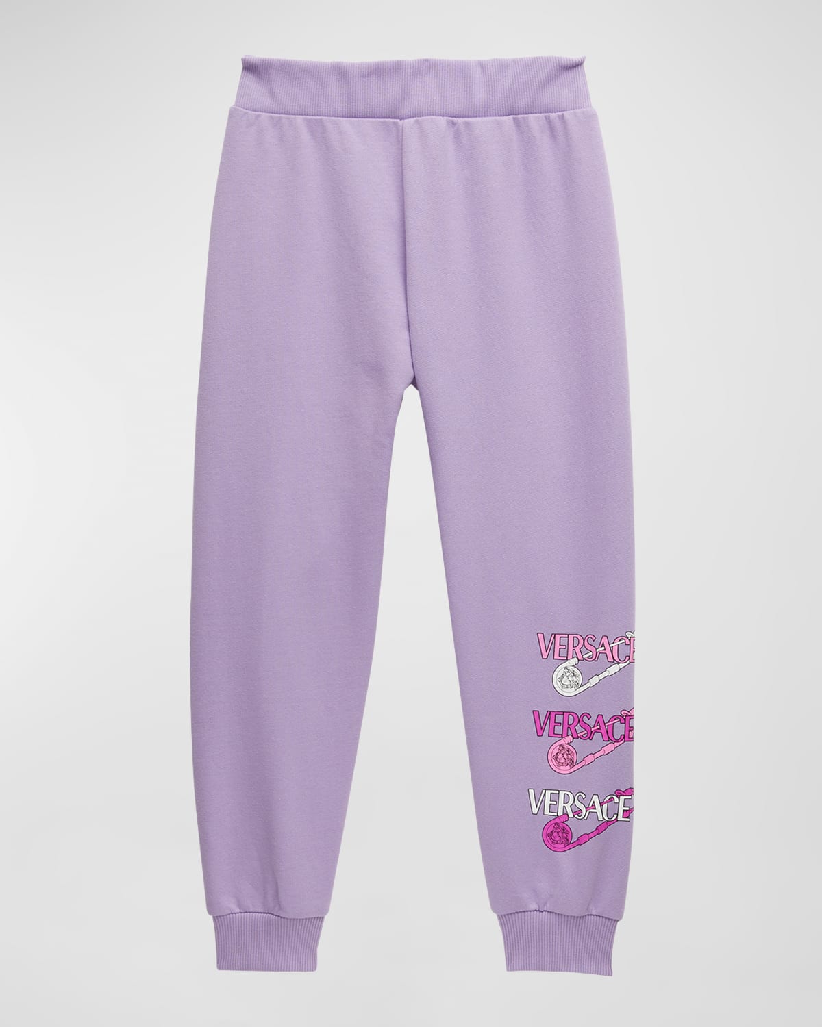Versace Medusa Safety Pin-print Track Pants In Baby Violetmultic