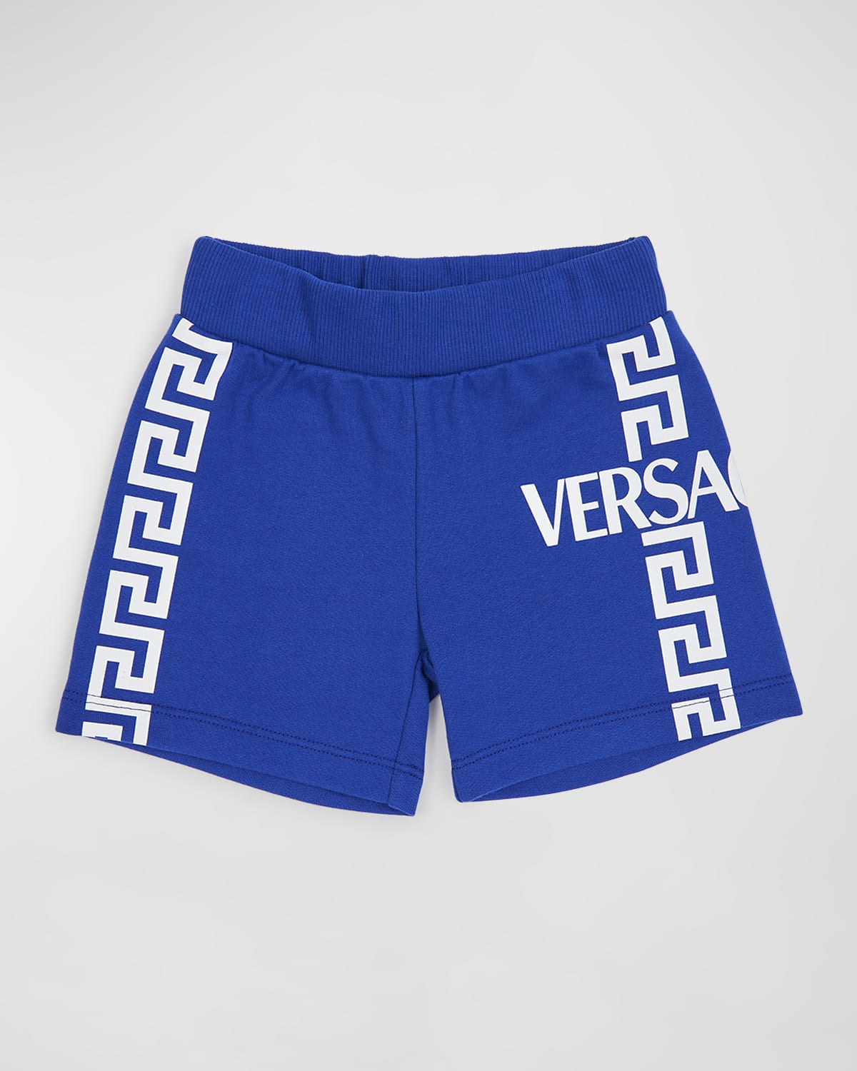 Versace Greca-print Stretch-waist Shorts In Irisbianco