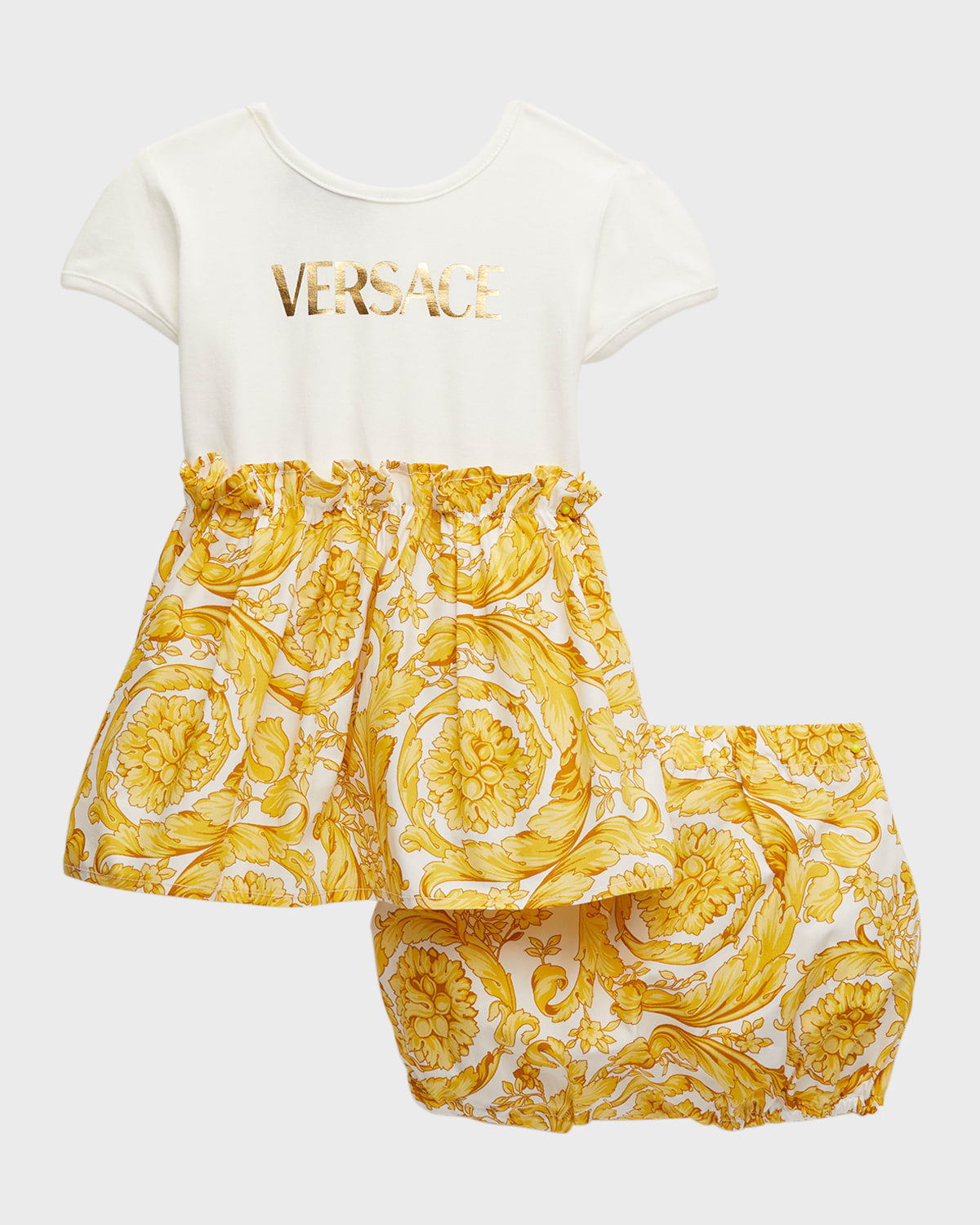 Versace Kids Girl s Barocco Logo print Combo Dress W Bloomers In
