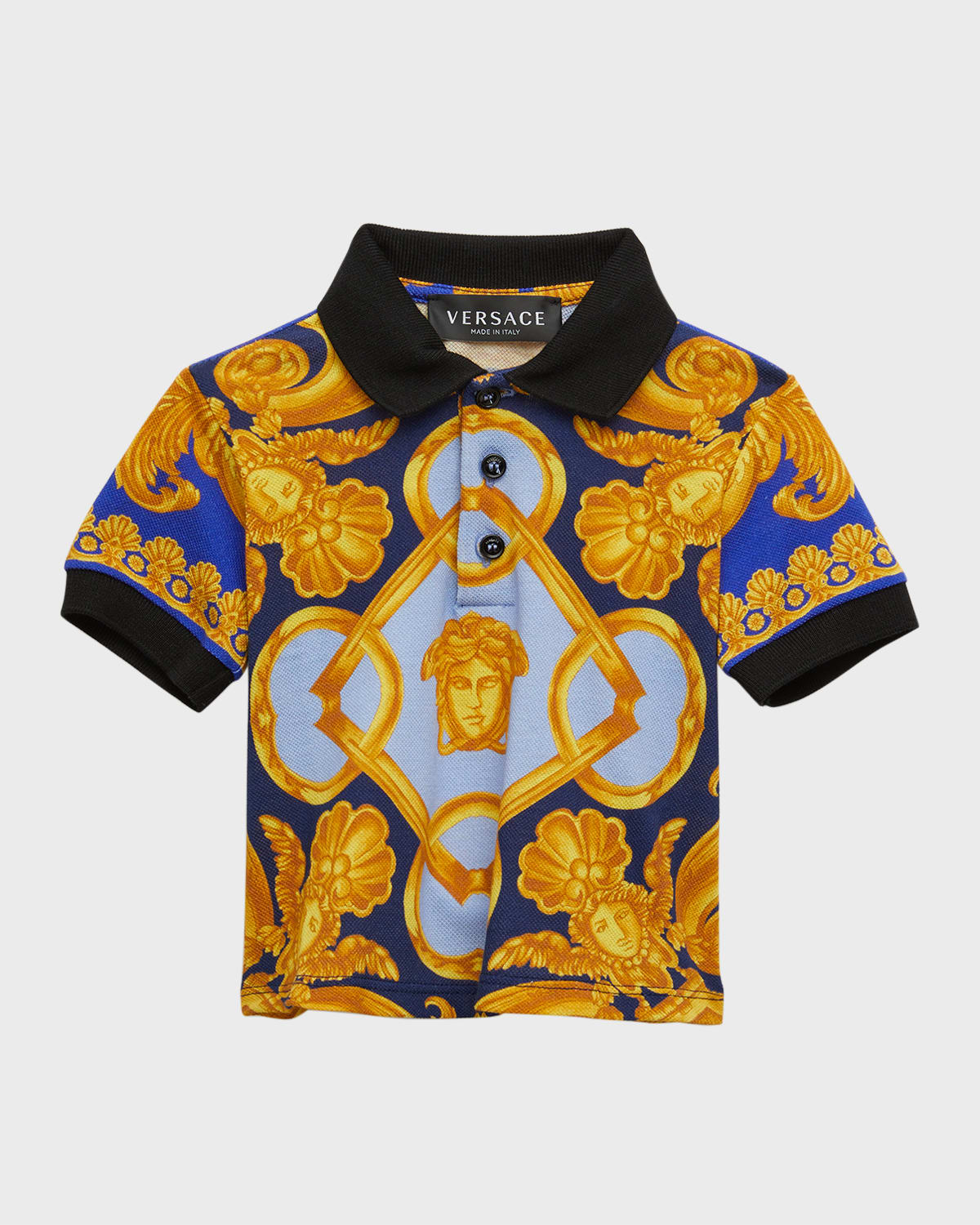 Boy's Barocco-Print Polo Shirt, Size 12M-3