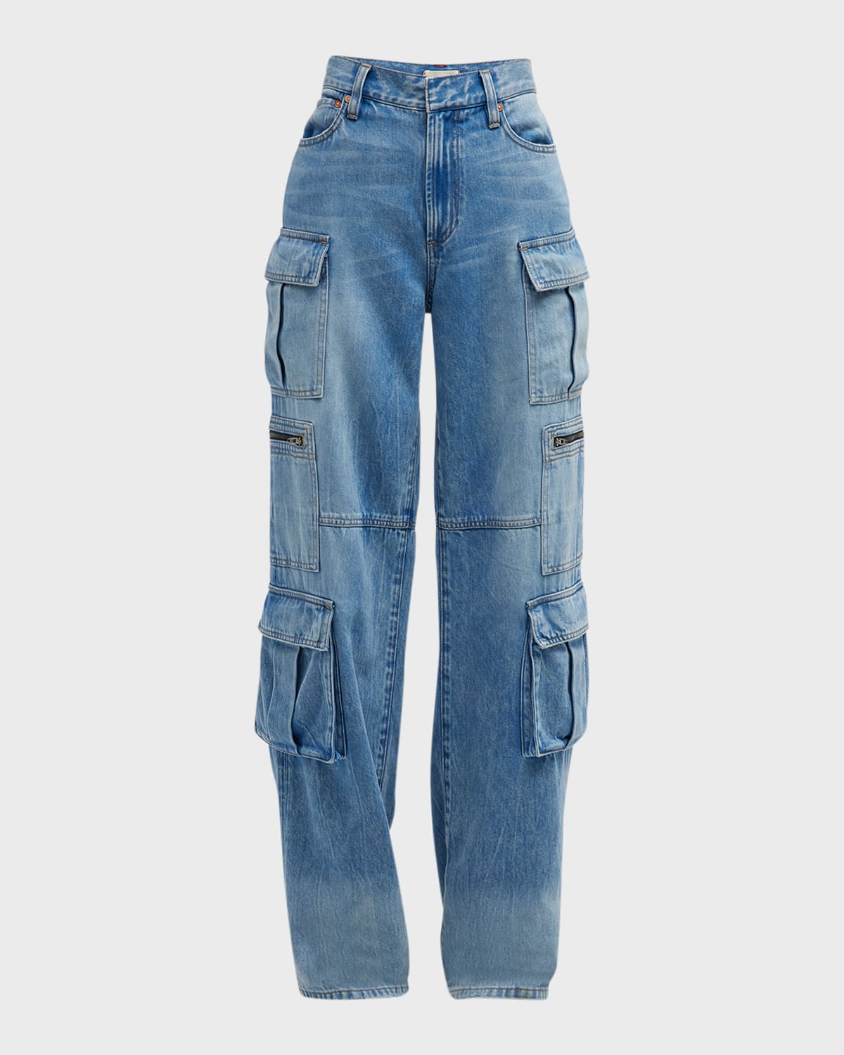 Alice And Olivia Luis 5 Pocket Cargo Jeans In Brea Blue