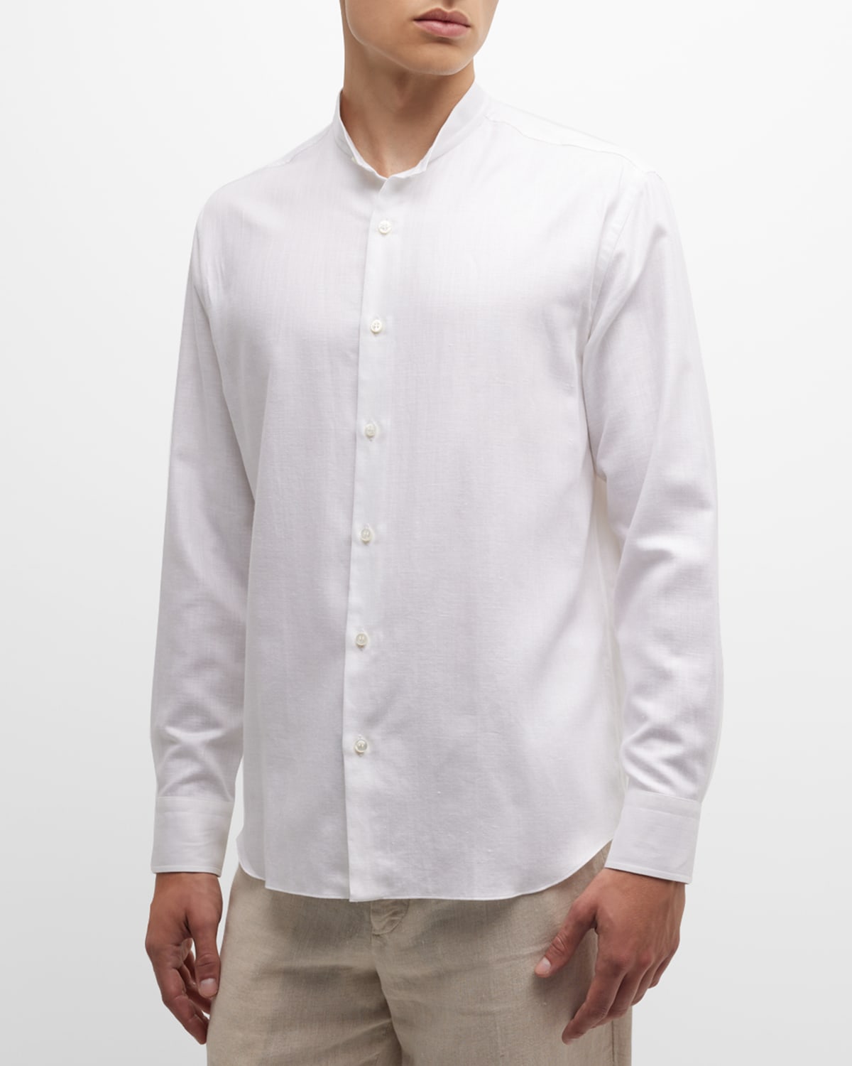 Men's Cotton Mandarin Collar Sport Shirt