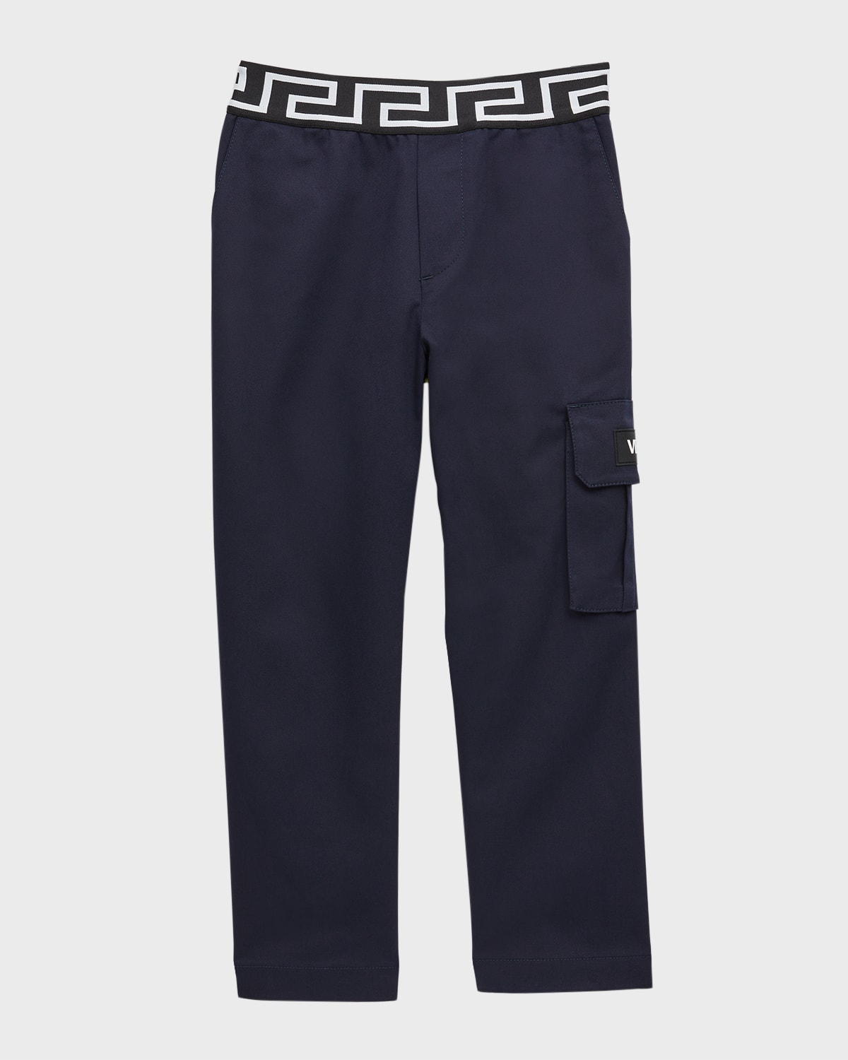 Versace Greca-waistband Cargo Trousers In Dark Blue