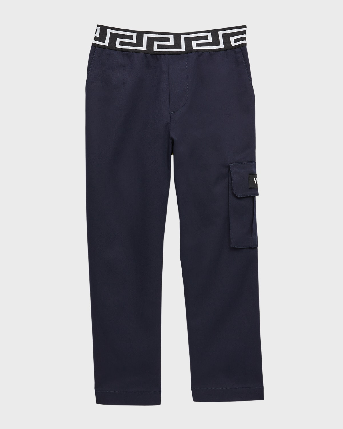 VERSACE BOY'S GABERDINE GRECA WAISTBAND CARGO PANTS