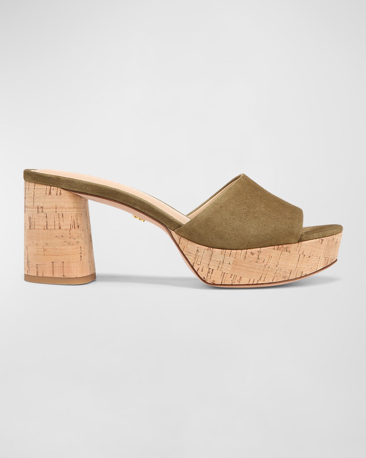 Veronica Beard Daliplatlow Suede Mule Sandals In Khaki Green Suede