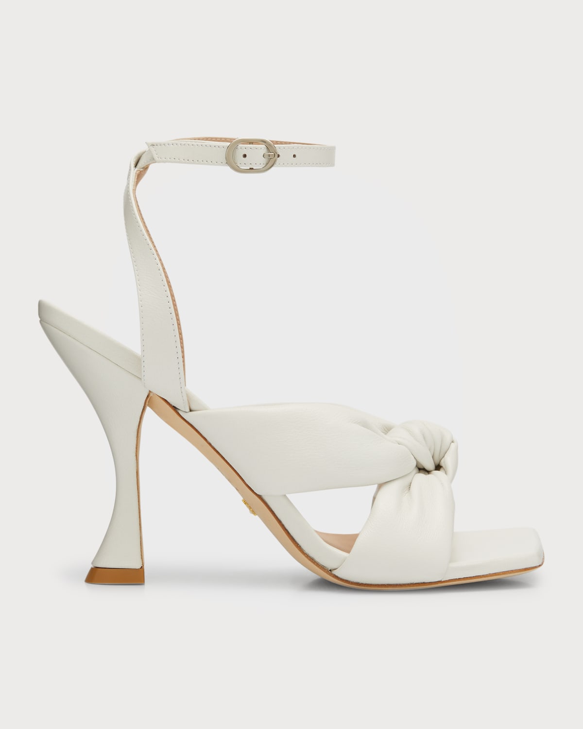 Stuart Weitzman Playa Knot Ankle-strap Lambskin Sandals In White