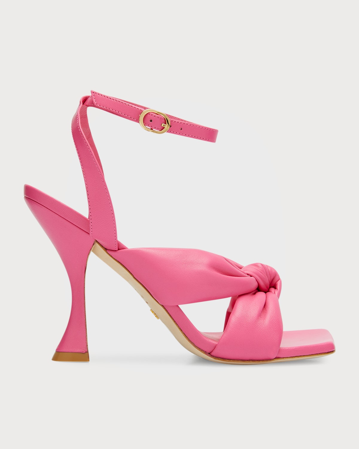Stuart Weitzman Playa Knot Ankle-strap Lambskin Sandals In Hot Pink