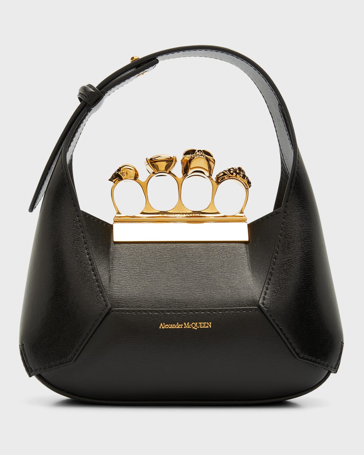 Alexander McQueen Skull Jewel Mini Leather Hobo Bag