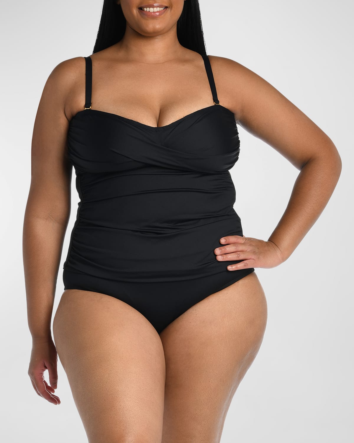 La Blanca Island Goddess Twist Tankini Top In Black