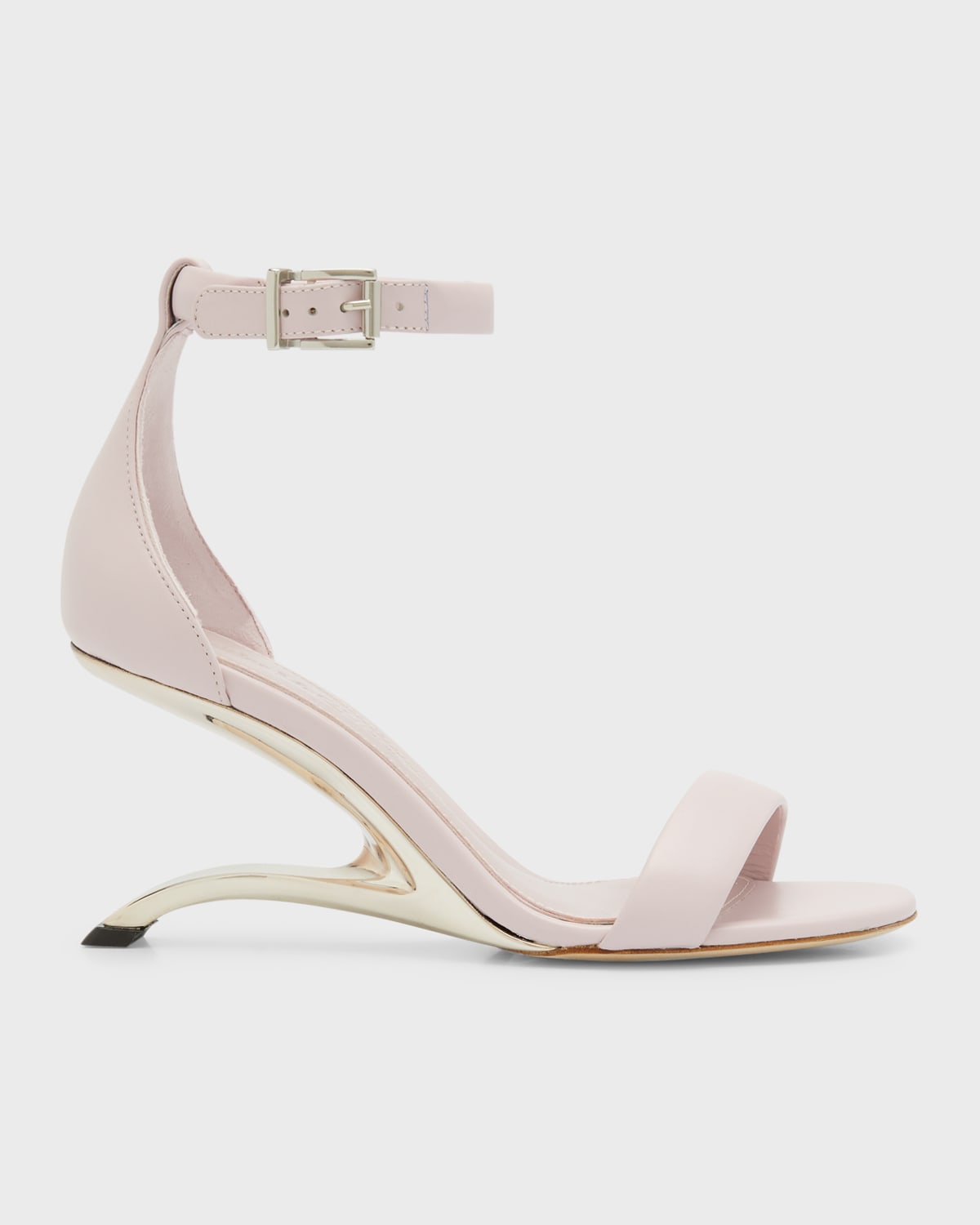 ALEXANDER MCQUEEN ARC METAL-HEEL LEATHER SANDALS