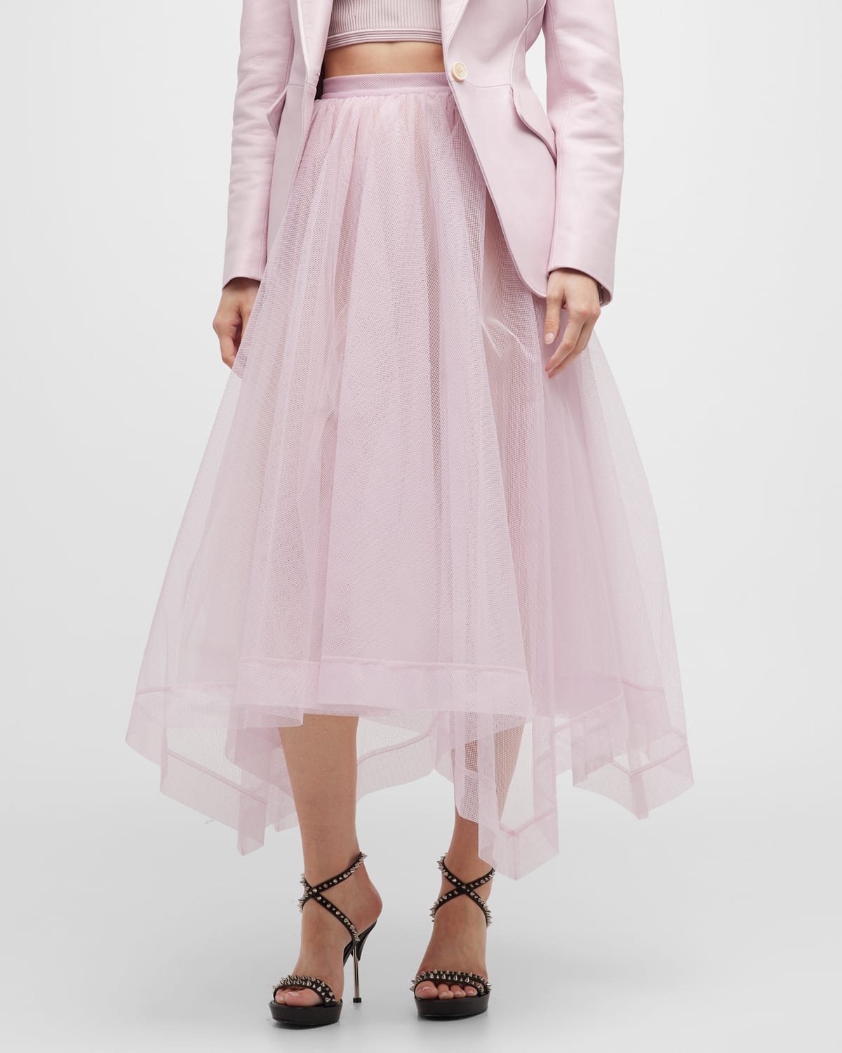 Alexander Mcqueen Asymmetric-design Tiered-skirt In Mauve