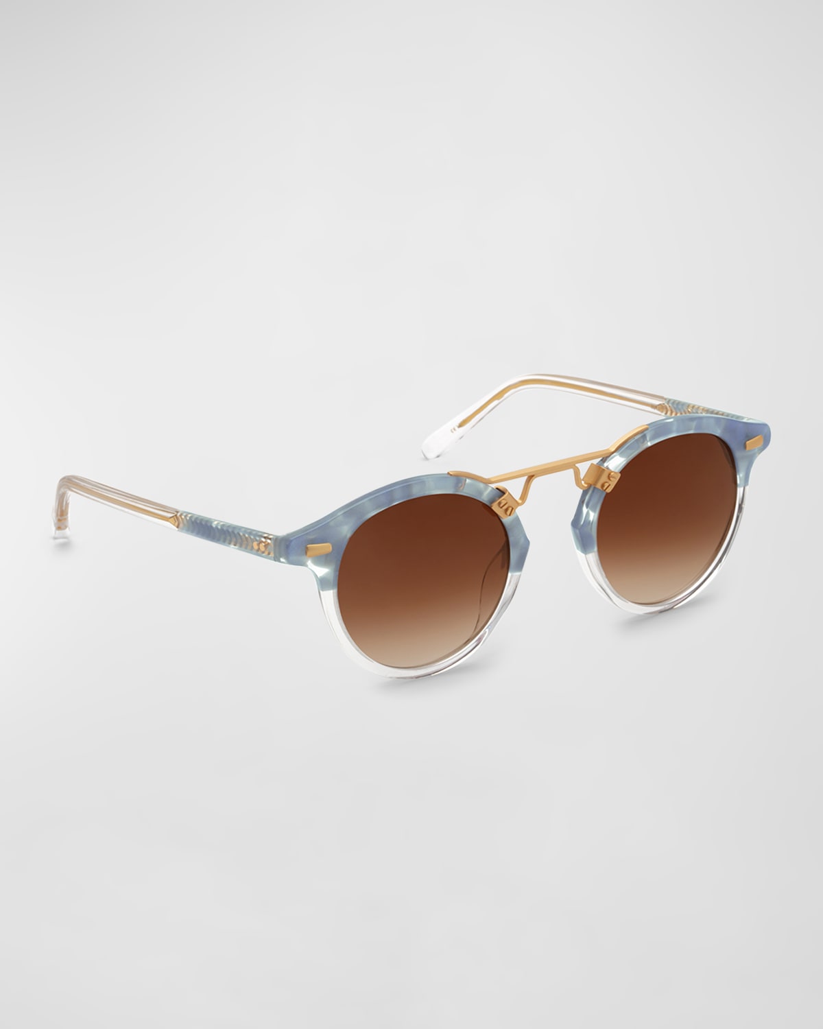Krewe St. Louis Classics Round Acetate Sunglasses In Opaline To Crysta