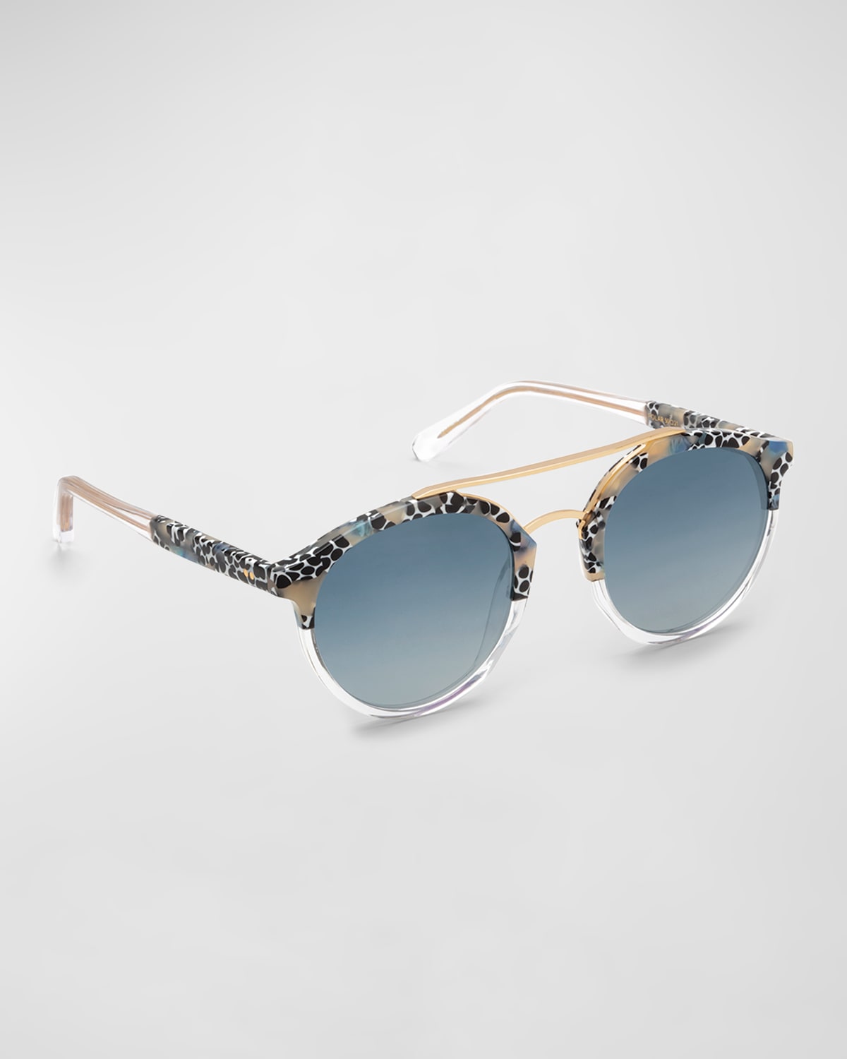 Krewe Dante Patterned Mixed-media Aviator Sunglasses In Milano To Crystal