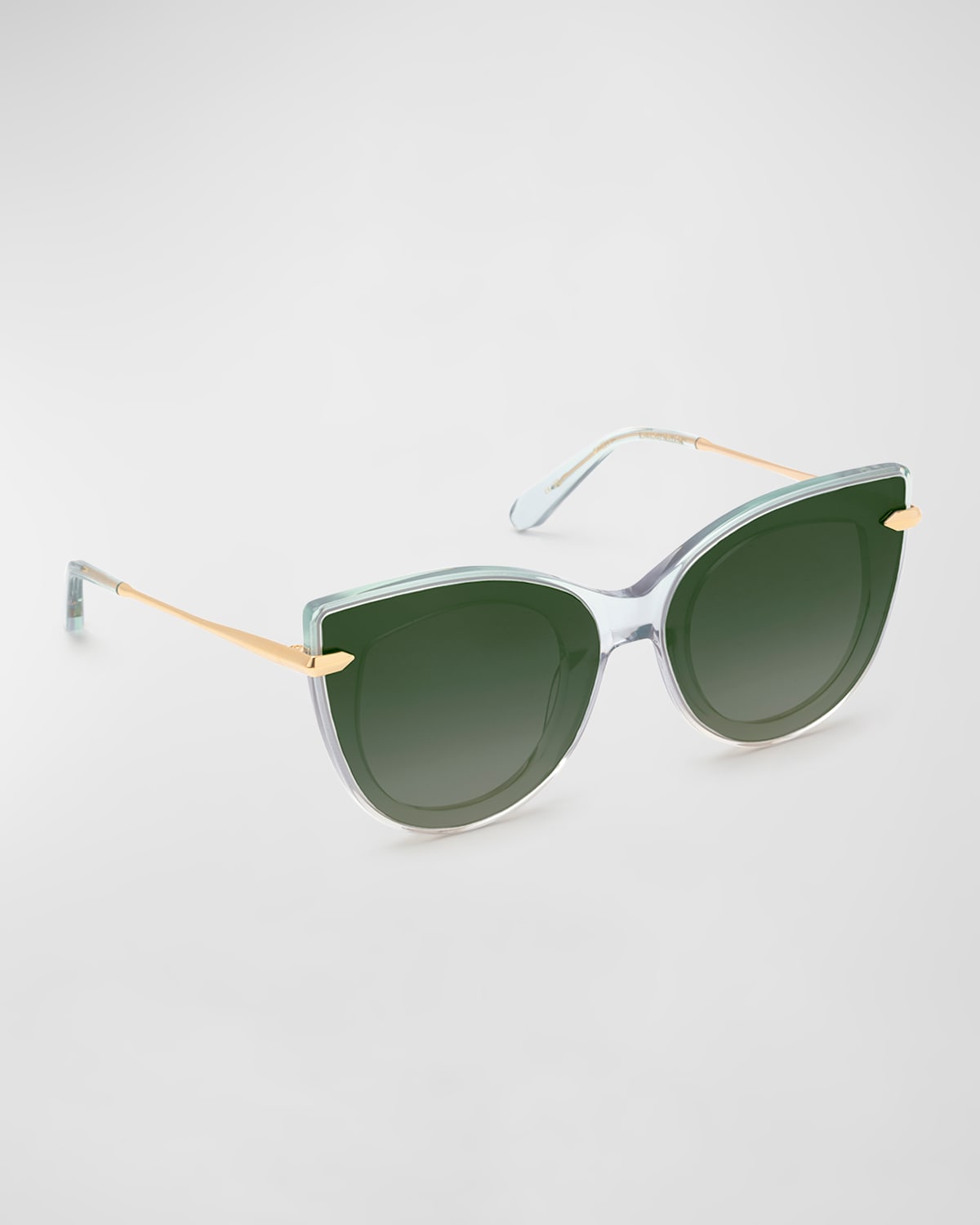 Krewe Lavaeu Mixed-media Cat-eye Sunglasses In Lagoon 24k Mirror