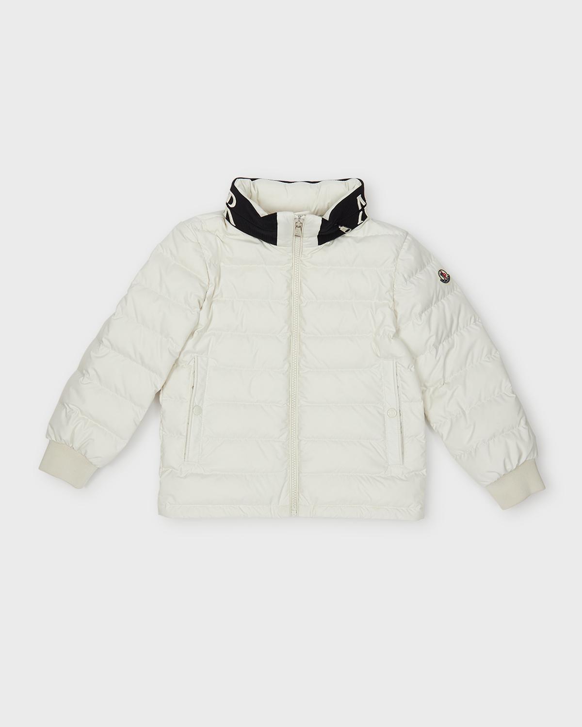 Moncler Kids' White Waitaki Mixed Media Down Jacket 6Y