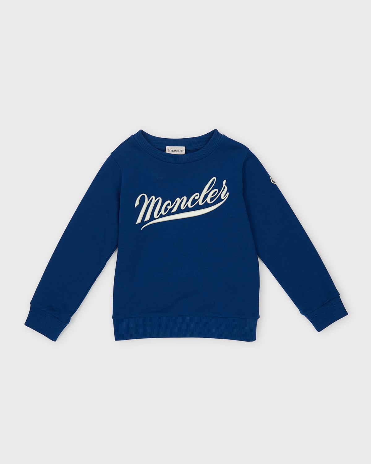 Moncler Kids' Boy's Baseball Logo-print Sweatshirt In Navy