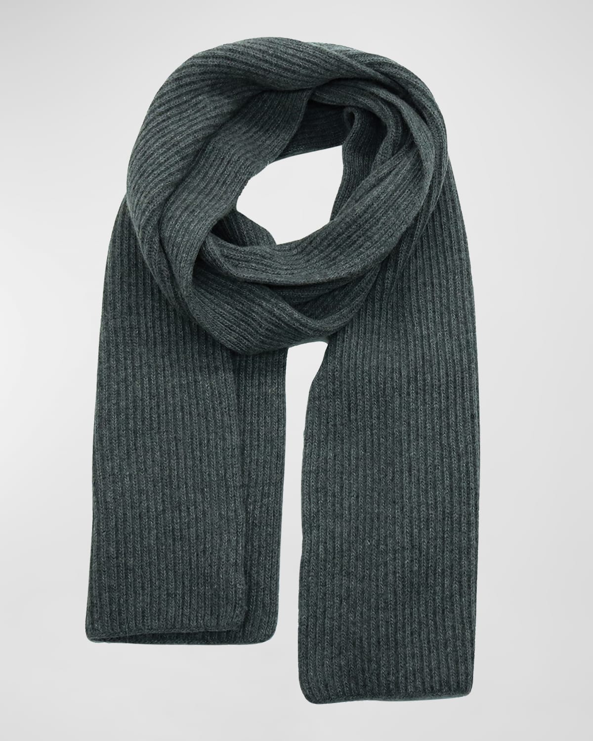 Portolano Men's Rib Cashmere Scarf In Dk Ht Grey X