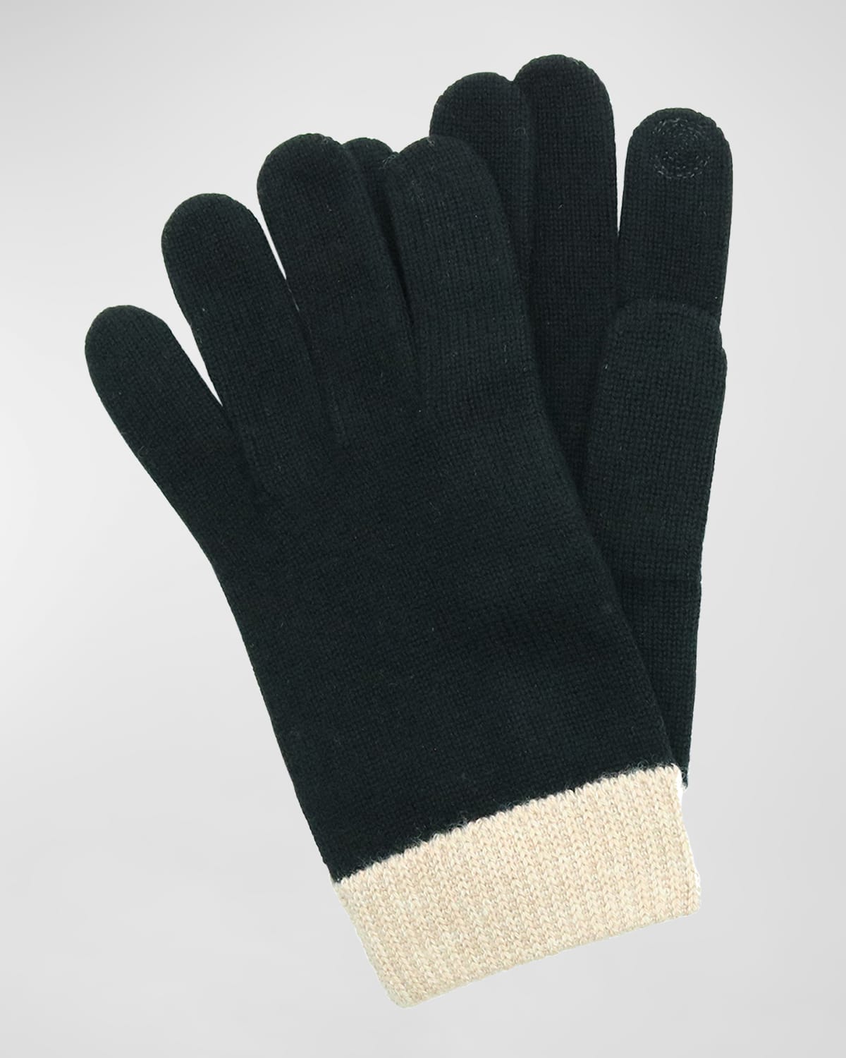 Portolano Men's Wool-cashmere Knit Gloves In Black/timber
