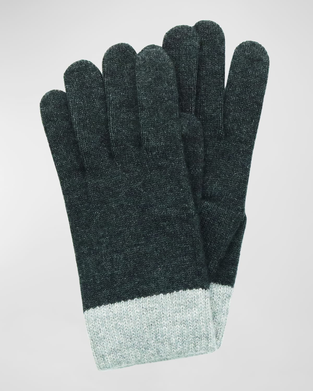 Portolano Men's Wool-cashmere Knit Gloves In Charcoal/husky