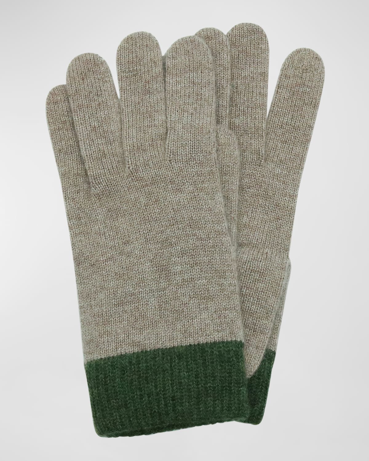 Portolano Men's Wool-cashmere Knit Gloves In Toast/avocado