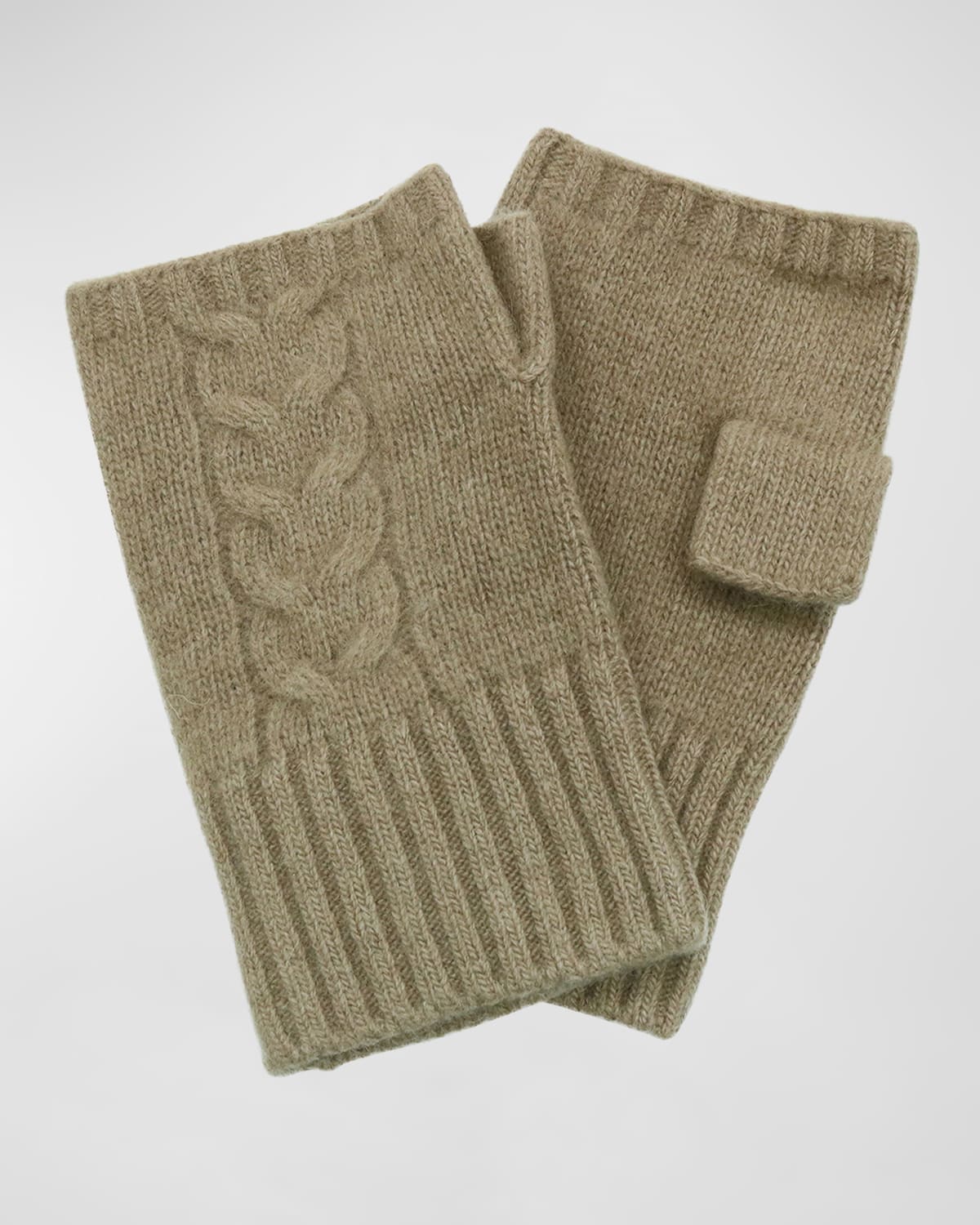 Shop Portolano Men's Cable-knit Fingerless Gloves In Grigio