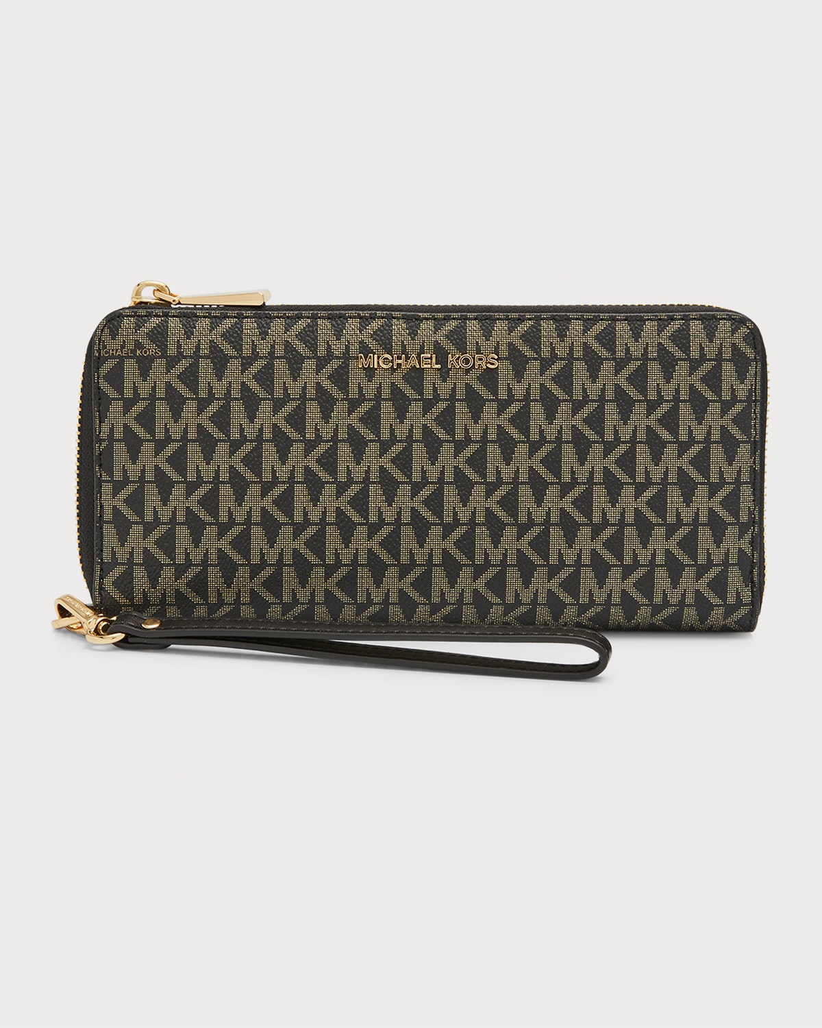 Black and gold michael kors wallet hot sale