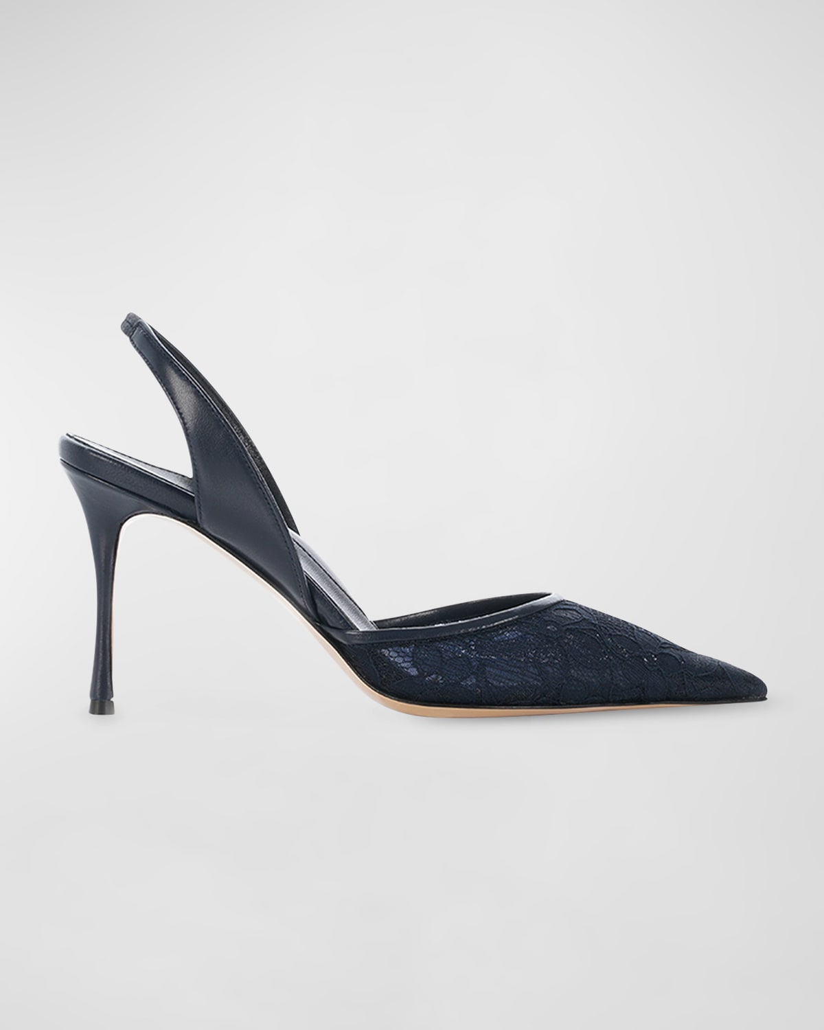 Marion Parke Eleanor 85 Lace Slingback Pumps In Navy