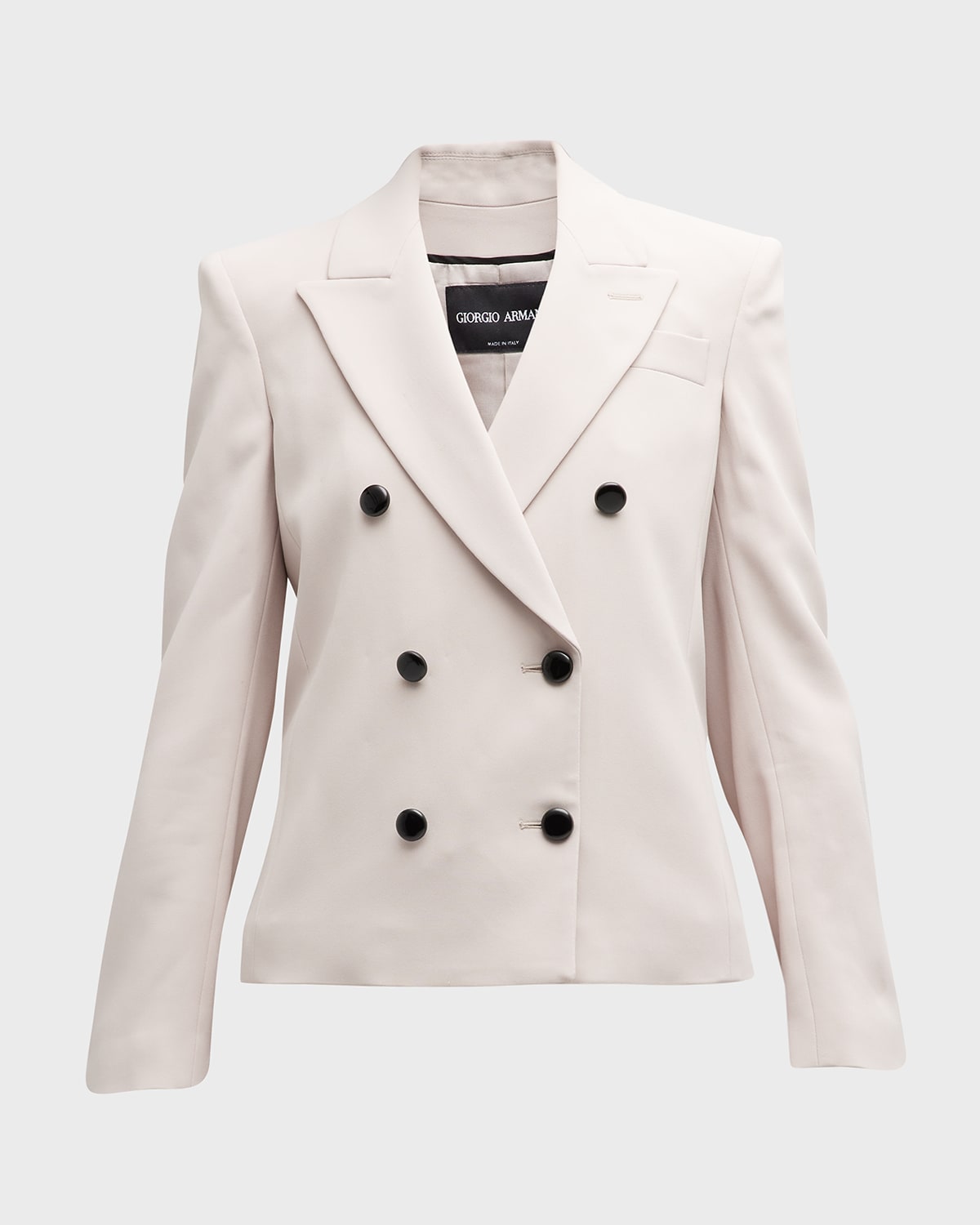 Giorgio Armani Cady Double-breasted Crop Blazer In Solid Medium Beig