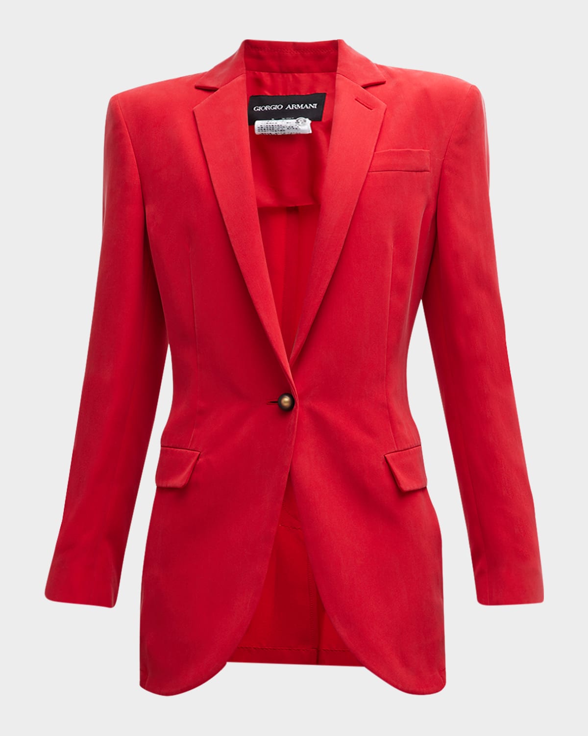 Giorgio Armani Washed Silk Blazer Jacket In Red