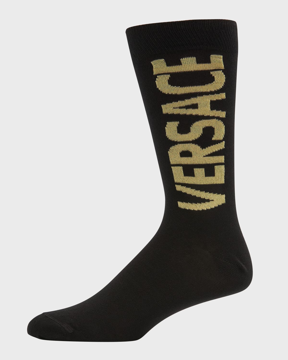 Versace Men's Logo Crew Socks In Blackgold
