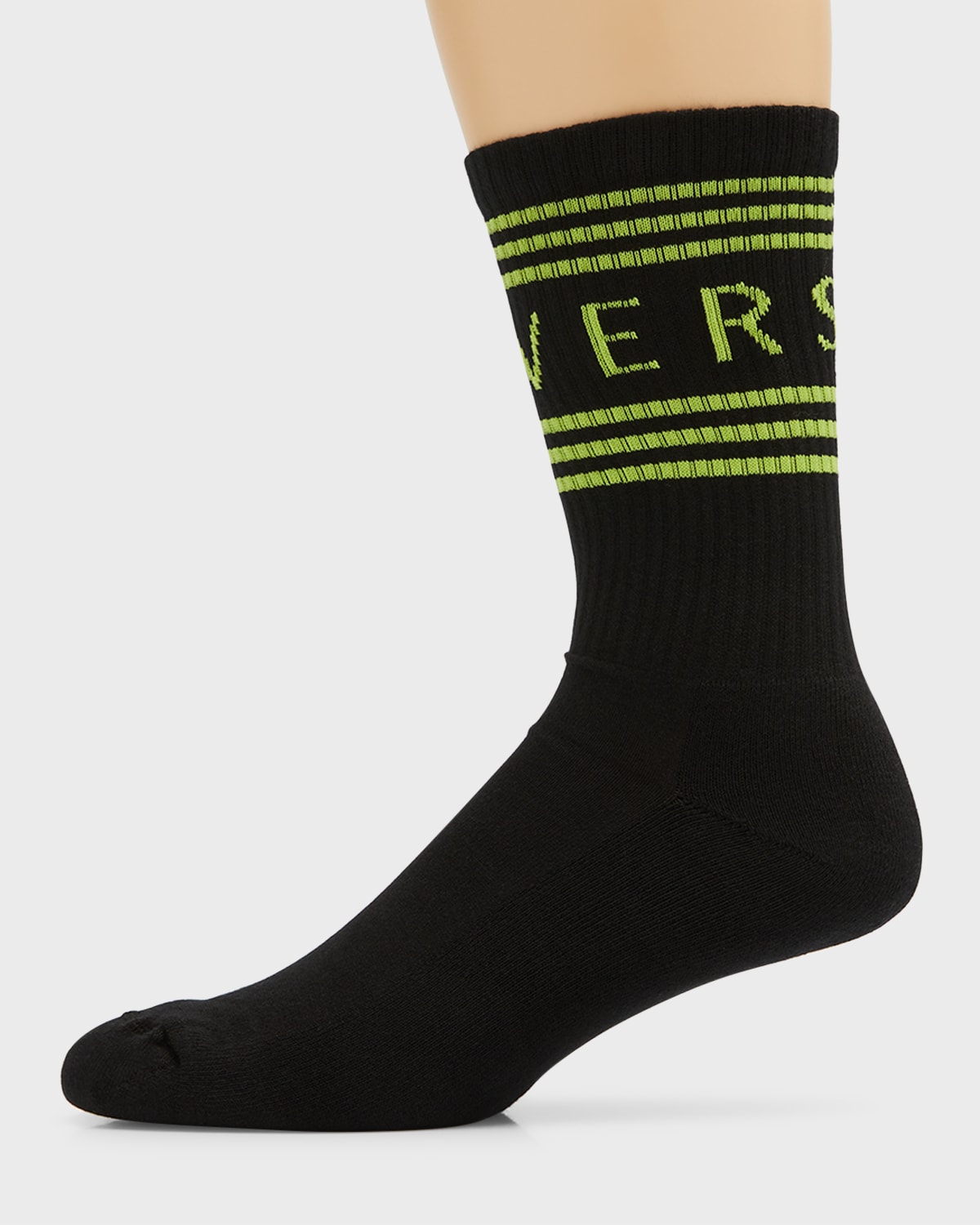 Versace Men's Athletic Logo Crew Socks In Blackyellow ModeSens