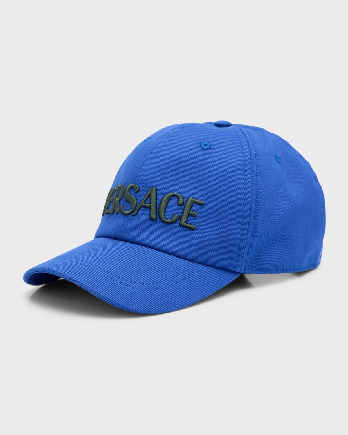 Shop Versace Men's Embroidered Logo Baseball Cap In Bright Blue