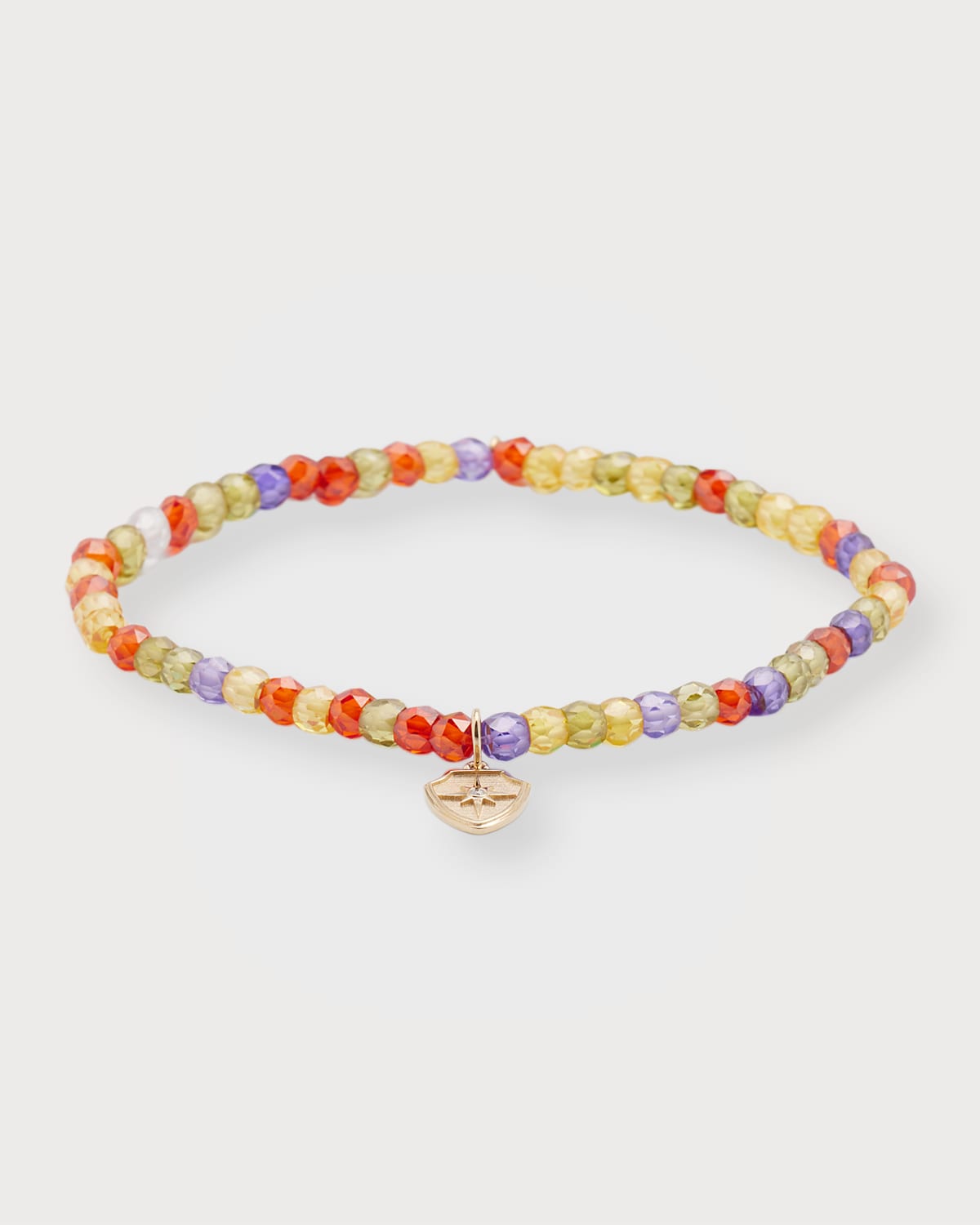 4mm Faceted Mutli-Colored Cubic Zirconia Rondelle Bracelet With Starburst Crest Charm