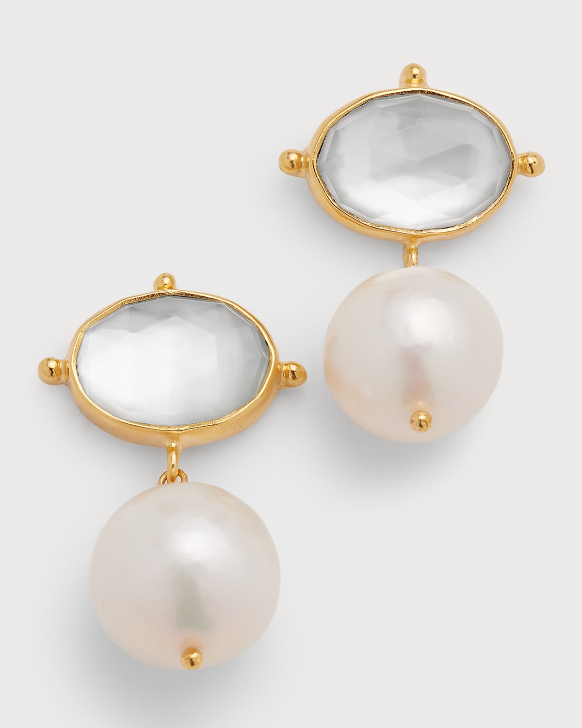 Dina Mackney White Pearl Double-Drop Earrings