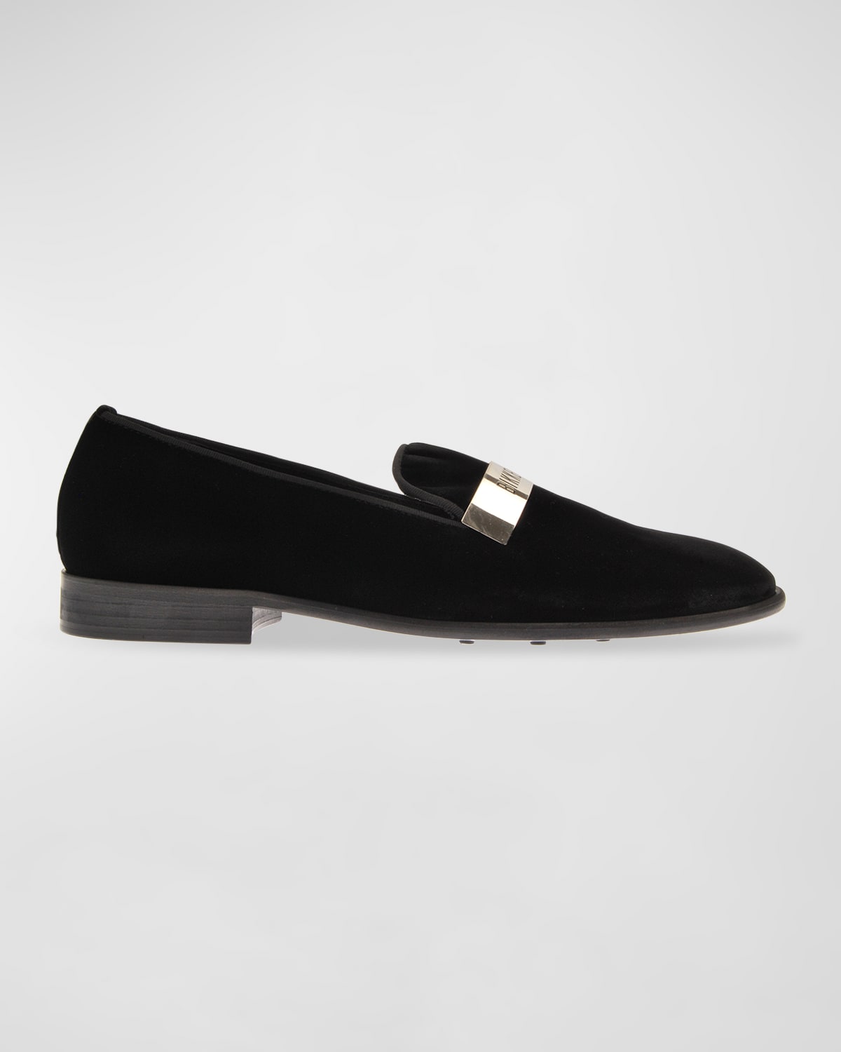 Bikkembergs Men's Logo Plaque Velvet Smoking Slippers In Black