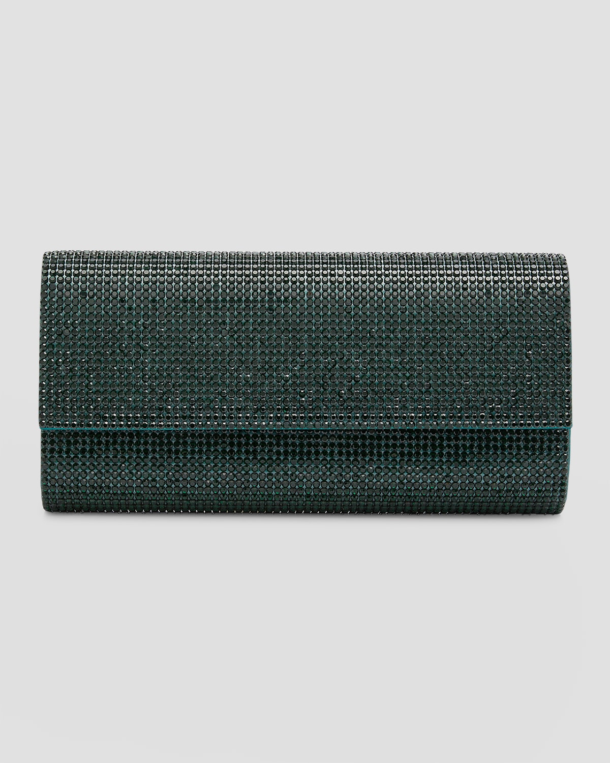 Judith Leiber Perry Beaded Crystal Clutch Bag In Silver Emerald