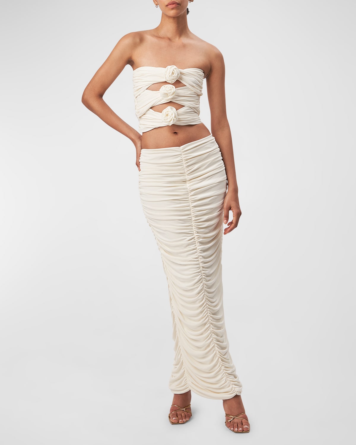 Roma Ruched Jersey Maxi Skirt