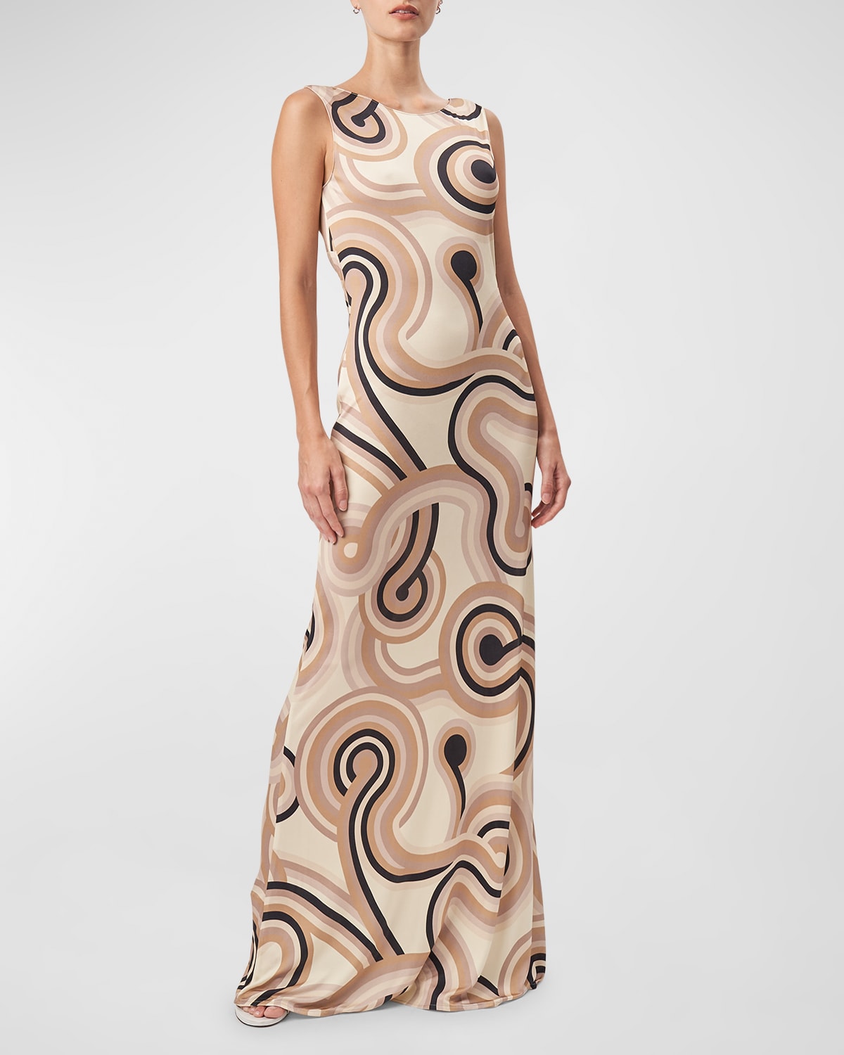 RONNY KOBO TOBI SLEEVELESS SWIRL-PRINT JERSEY MAXI DRESS 