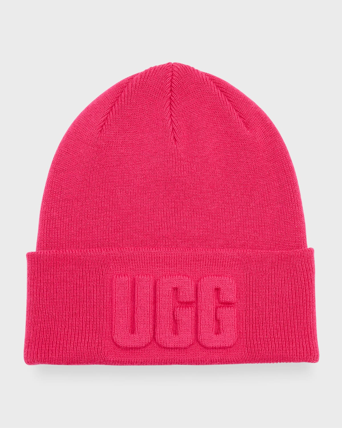 Ugg 3d Graphic Logo Wool-blend Beanie In Cerise