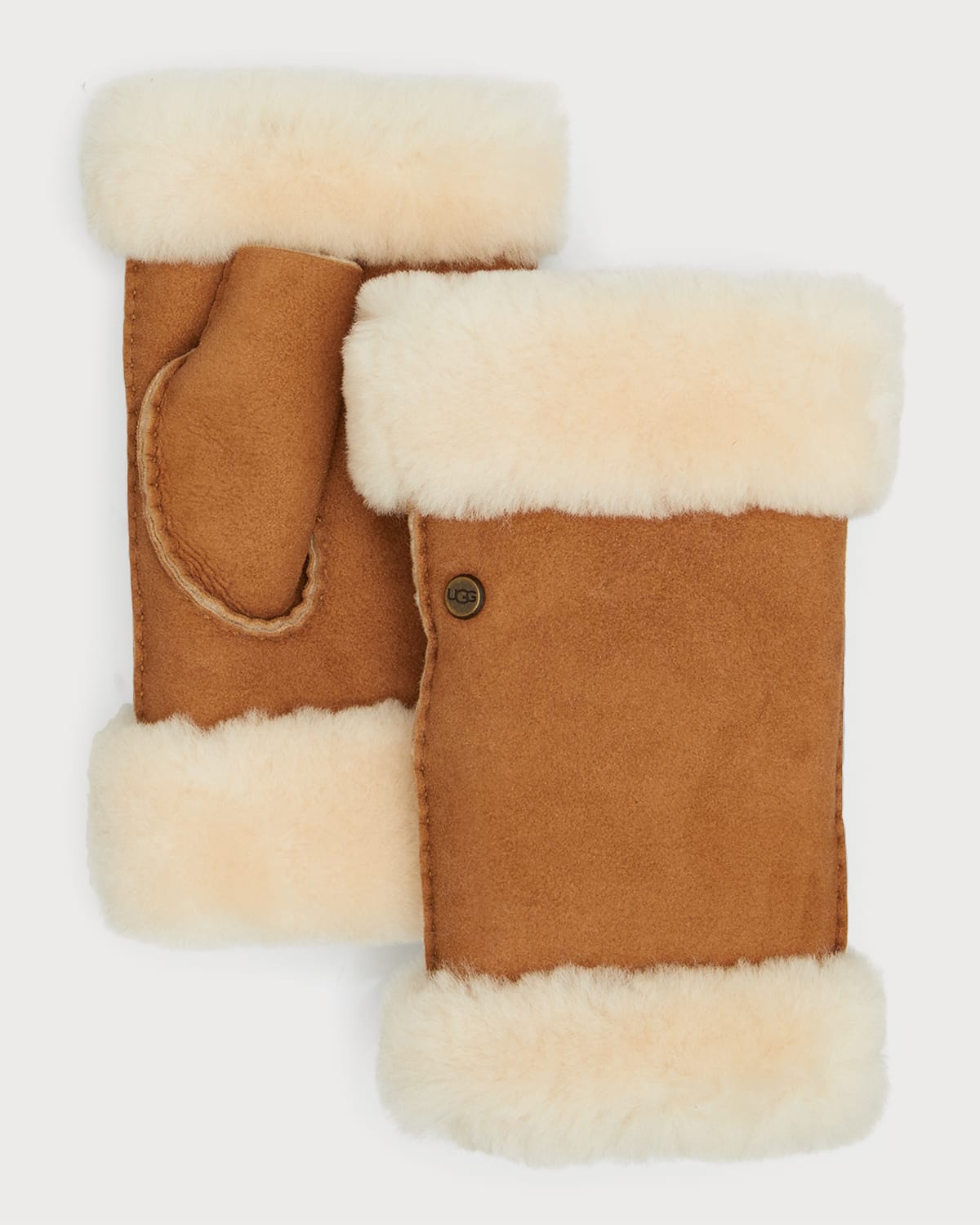 Ugg Genuine Shearling Fingerless Gloves In Chestnut ModeSens